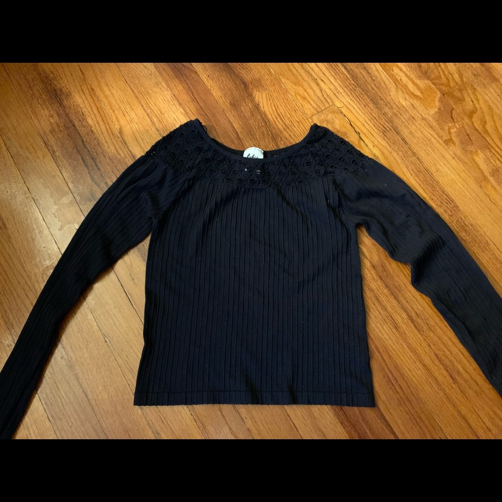 Tokyo Darling black long sleeve crop top, size M